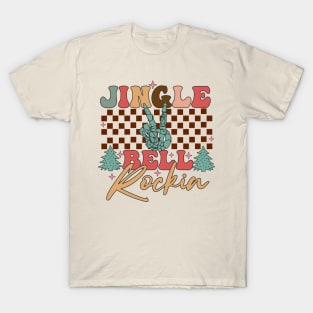 Jingle Bell Rockin Retro Skeleton Hand Christmas T-Shirt